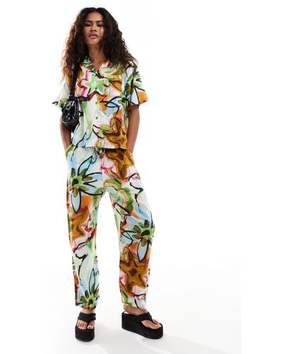 Obey Co-ord Print Wide Leg Trousers - Multicolour