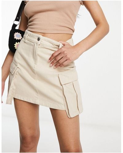 Miss Selfridge Cargo Pocket Denim Mini Skirt - White