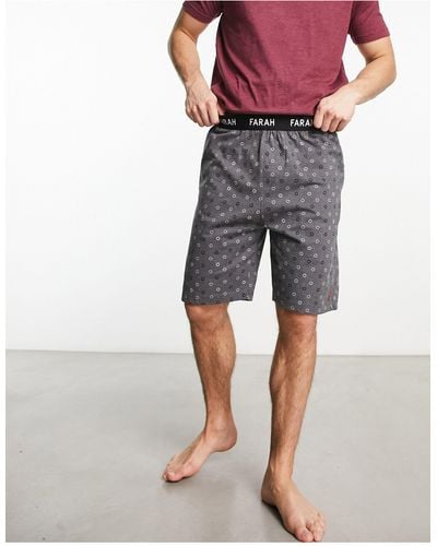 Farah Lounge Shorts With Logo Waist - Grey