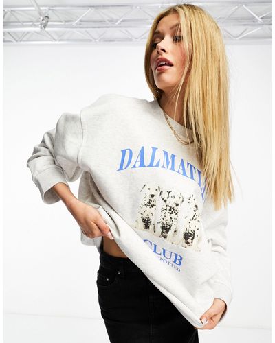 ASOS Oversized Sweat With Dalmatian Graphic - White