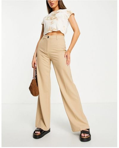 Bershka Wide Leg Slouchy Dad Tailored Trousers - Multicolour