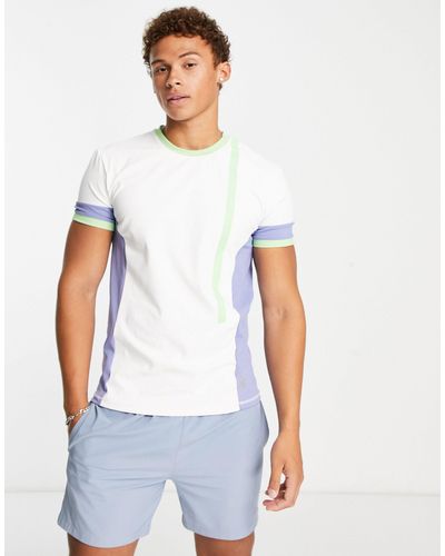 South Beach Man - T-shirt Van Polyester Met Kleuraccent - Wit