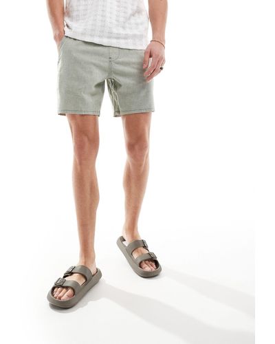 Hollister 7inch Texture Linen Shorts - Green