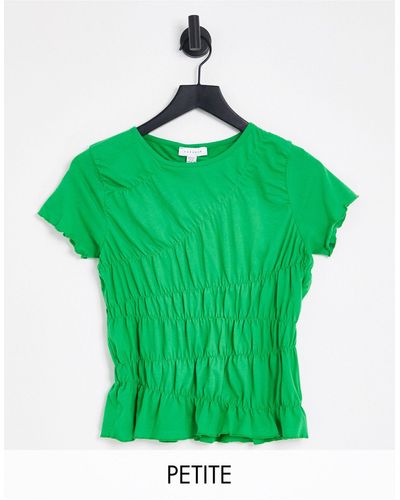 Topshop Unique Gesmokt En Gerimpeld T-shirt - Groen