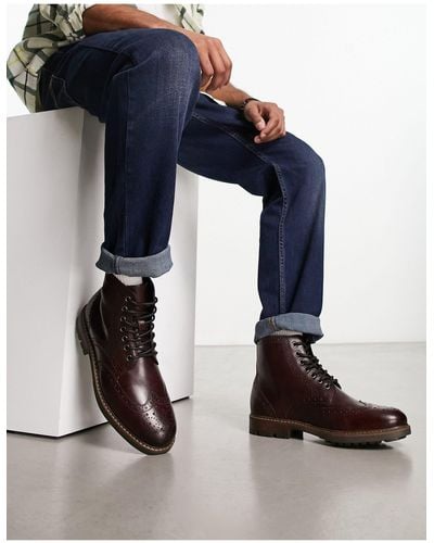 Red Tape Tape Lace Up Brogue Boots - Blue