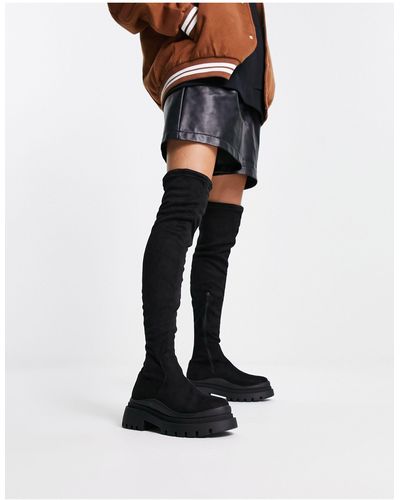 Truffle Collection Chunky Over The Knee Boots - Black