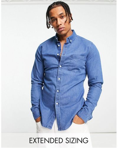 ASOS Slim Fit Denim Overhemd - Blauw