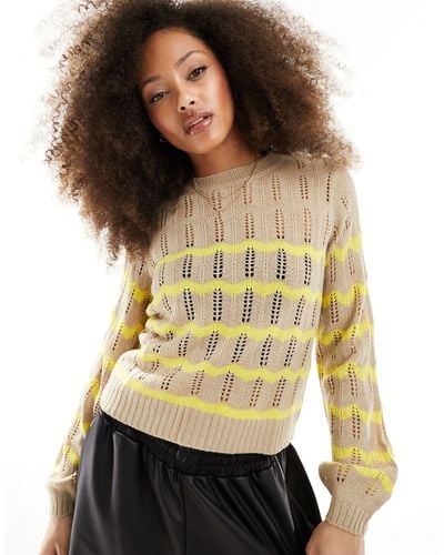 Jdy Lightweight Pointelle Sweater - Yellow