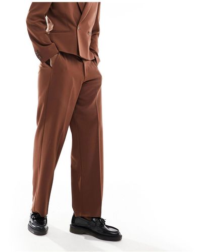 ASOS Wide Suit Trouser - Brown