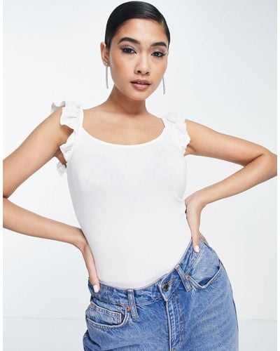 French Connection T-shirt With Ruffle Sleeves - White