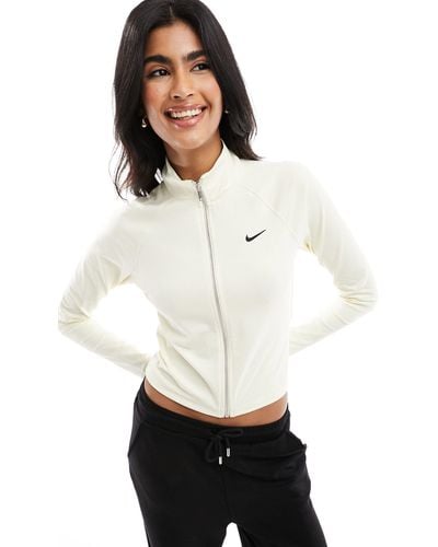 Nike Mini Swoosh Ribbed Zip Through Jacket - White