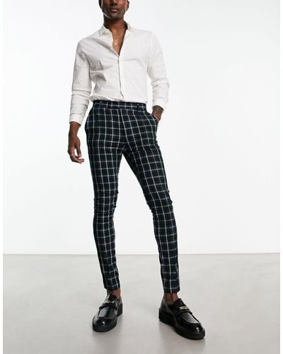 ASOS Pantalon habillé ultra ajusté à carreaux écossais - Blanc