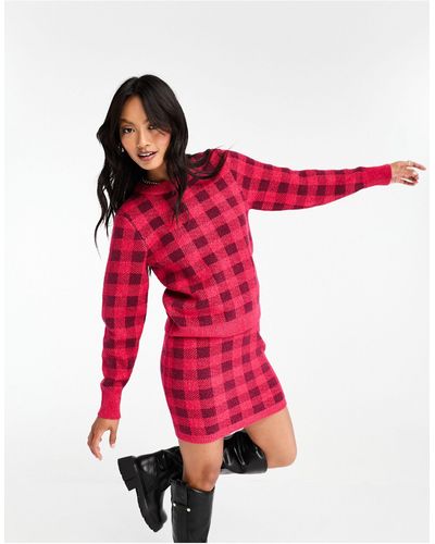 Vila Fluffy Sweater Co-ord - Red