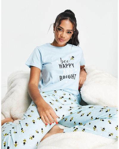 Threadbare Pyjama long à motif abeilles - clair - Blanc
