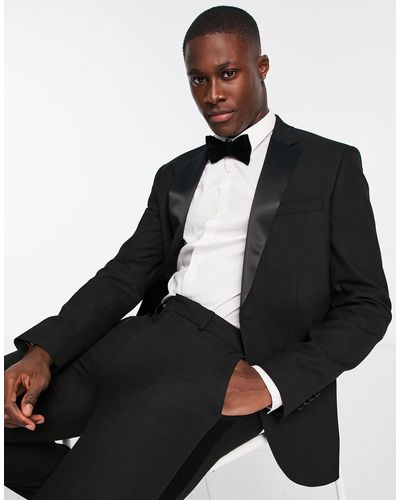TOPMAN Skinny Tux Suit Jacket - Black