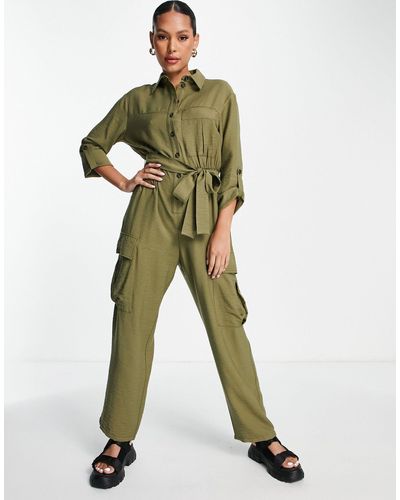 TOPSHOP Utility Jumpsuit With Pockets - Green