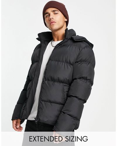 ASOS Puffer Jacket With Detachable Hood - Black