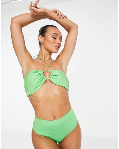 Mango High Waist Bikini Bottom - Green