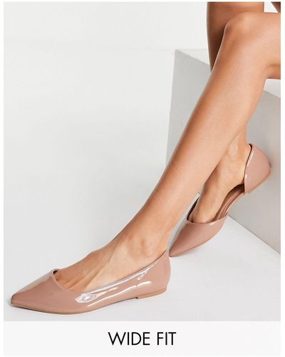 ASOS Wide Fit Virtue D'orsay Pointed Ballet Flats - Natural