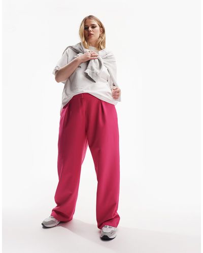 ASOS Asos design curve - pantaloni da abito boyfriend extra larghi per tutti i giorni - Rosso