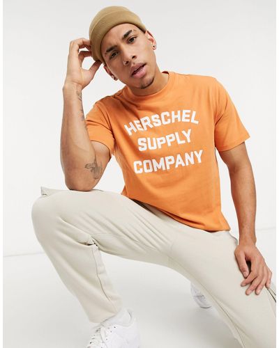 Herschel Supply Co. T-shirt Met Ronde Hals En Logo - Oranje
