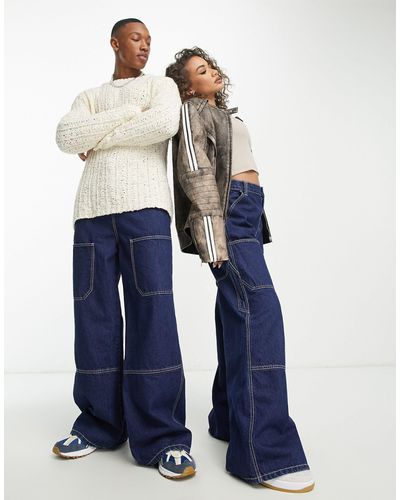 Collusion Unisex - baggy Utility Jeans - Blauw