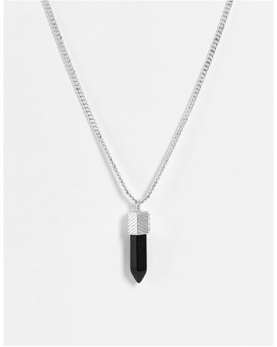 Icon Brand Stone Prism Pendant Necklace - Metallic