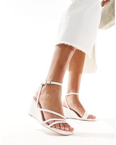 New Look Woven Wedge Heel Sandal - White