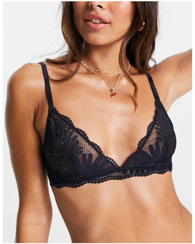 Tommy Hilfiger Tropical Lace Triangle Bra - Blue