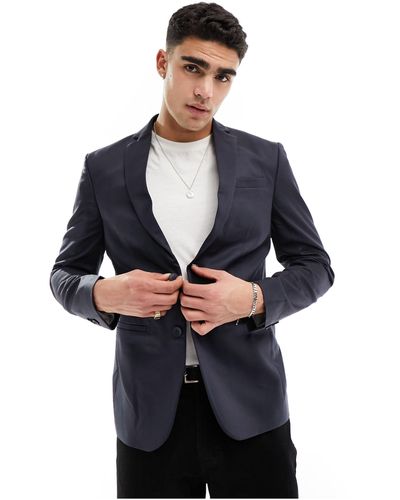 Bolongaro Trevor Wedding Plain Skinny Suit Jacket - Blue