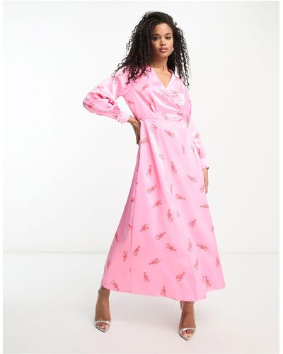 Never Fully Dressed – langärmliges midaxikleid mit hummerprint - Pink