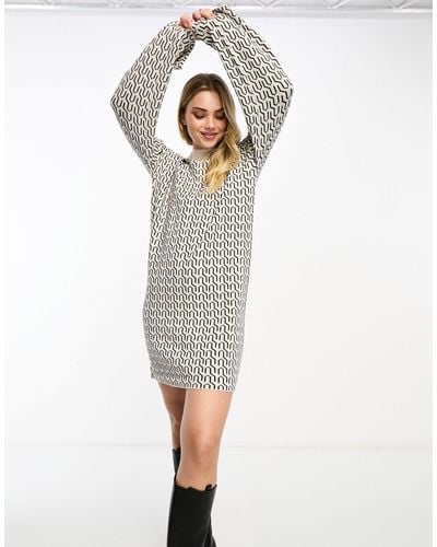 Vero Moda Geo Knitted Mini Dress - White