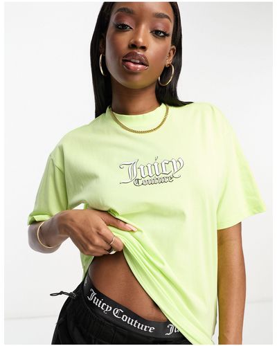 Juicy Couture Camiseta verde holgada con logo - Amarillo