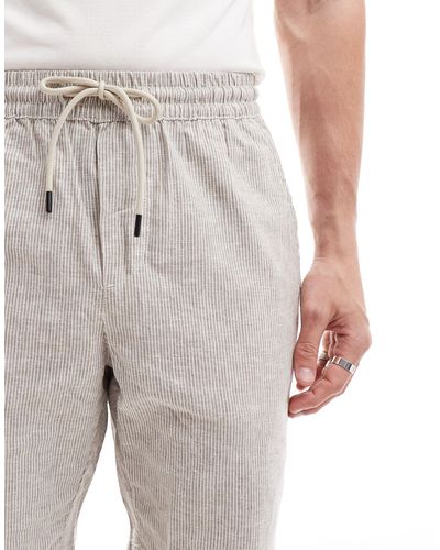 Only & Sons Pantalones cortos beis a rayas sin cierres - Blanco