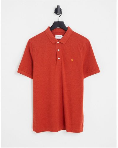 Farah Blanes Slim Fit Cotton Polo Shirt - Red