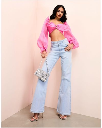 ASOS – eng und gerade geschnittene schlagjeans aus denim - Pink