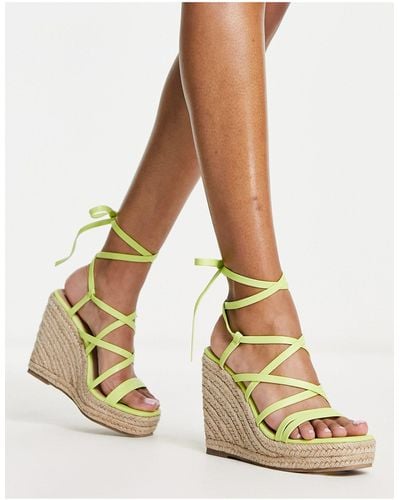 New Look Strappy Tie Leg Espadrille Wedges - White