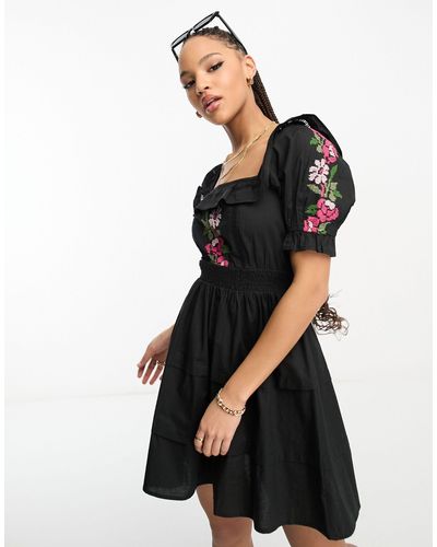 Miss Selfridge Lace Insert Mini Dress - Black