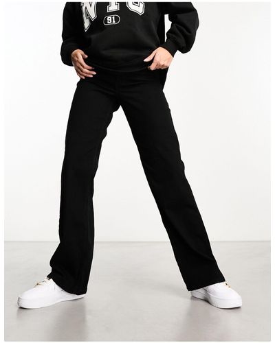 Pieces Peggy - jeans a fondo ampio neri a vita alta - Nero