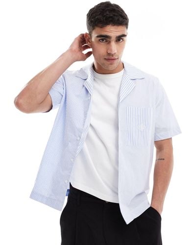 The Couture Club Patchwork Stripe Resort Shirt - White