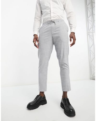 New Look Pull On Slim Cropped Pants - Grey