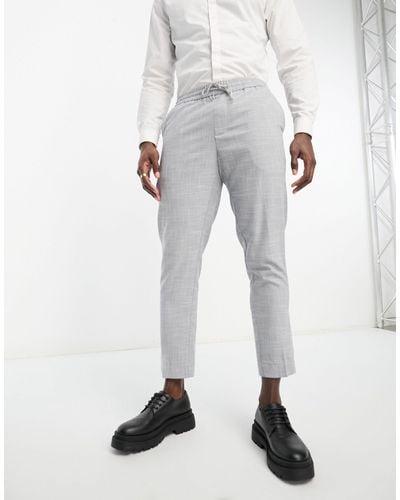 New Look Pull On Slim Cropped Trousers - Grey