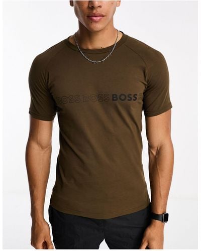 BOSS Boss - t-shirt da mare slim open - Marrone