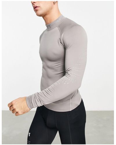 Under Armour Training Cold Gear Mock Neck Long Sleeve Relfective Top - Grey