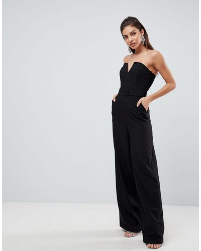 ASOS Asos Jumpsuit With Structured Bodice And Wide Leg - Black