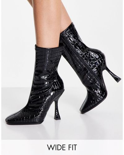 Glamorous Lakleren Laarzen Met Uitlopende Hak - Zwart