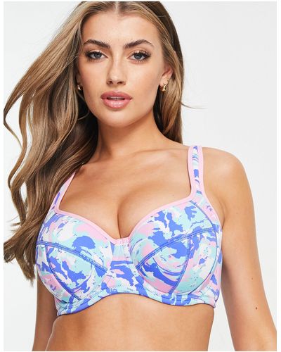 Pour Moi Fuller Bust Energy Reach Underwired Lightly Padded Sports Bra - Blue