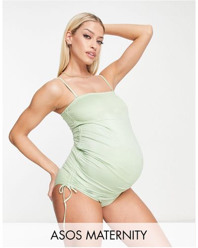 ASOS Asos design maternity - maillot 1 pièce froncé sur les côtés - sauge - Gris