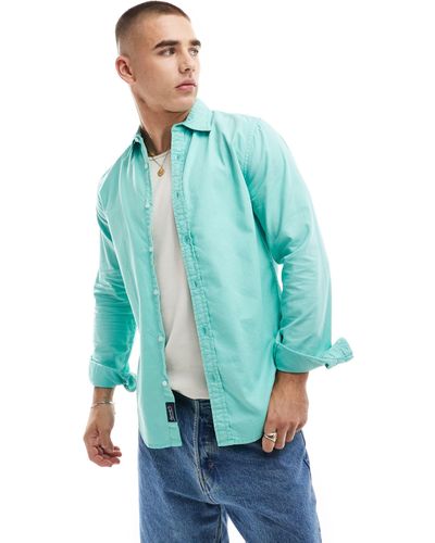 Superdry Overdyed Cotton Long Sleeve Shirt - Blue