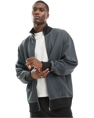 ASOS Oversized Scuba Track Jacket - Grey